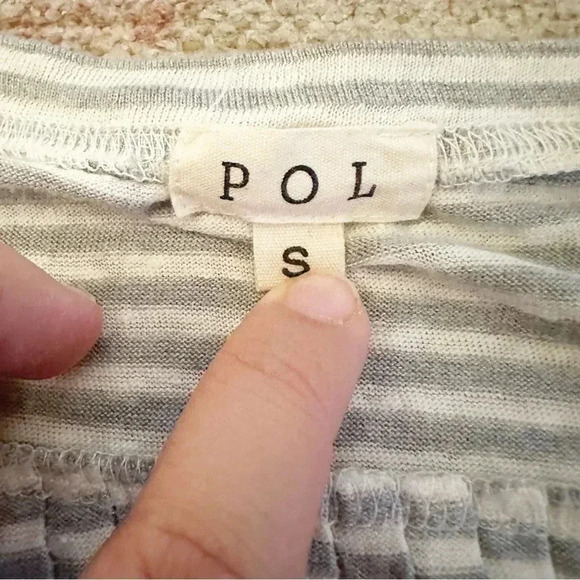 POL• Gray and White Stripped Wool Blend Tank Top Size Small - Picture 4 of 9